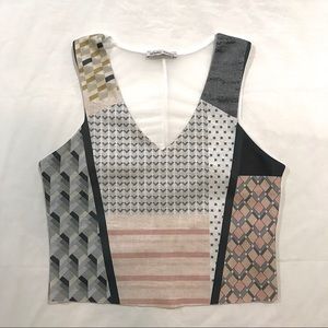 Zara Geometric Pattern Sleeveless Top